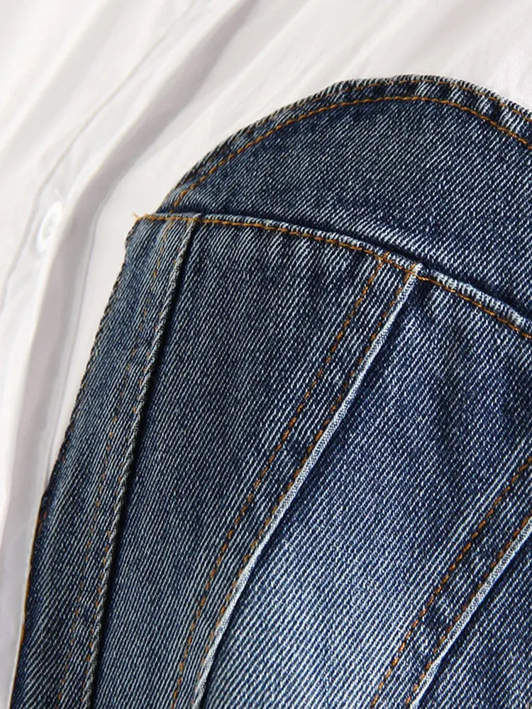 EM Patchwork Denim Waist  Shirt