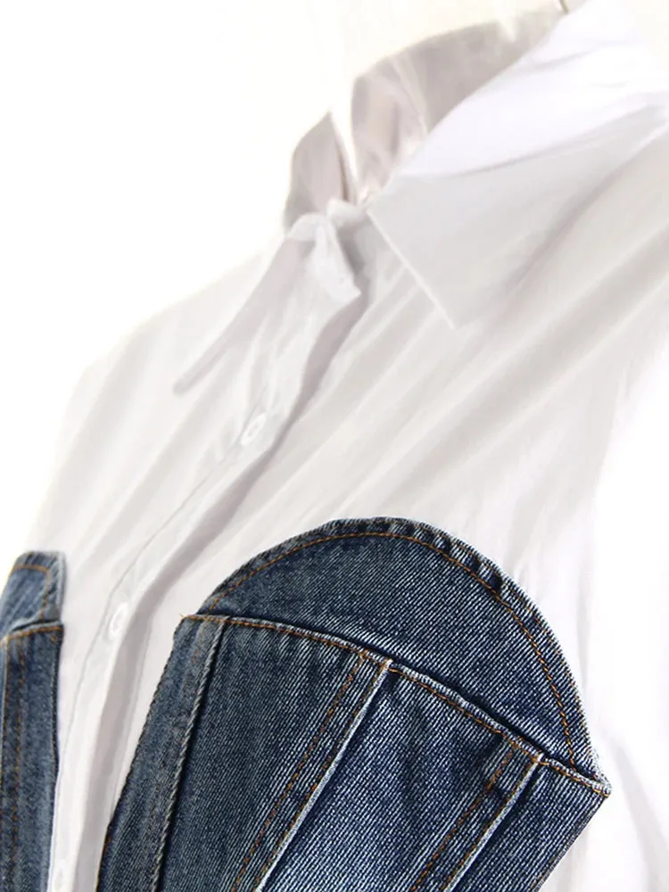 EM Patchwork Denim Waist  Shirt