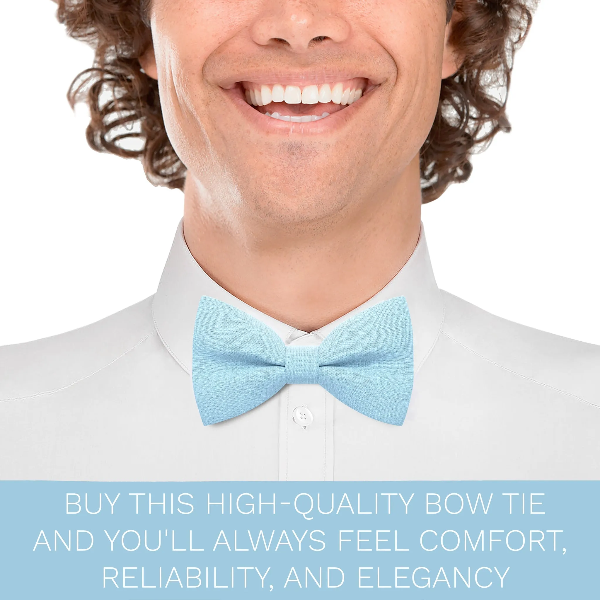 Linen Pastel Blue Bow Tie