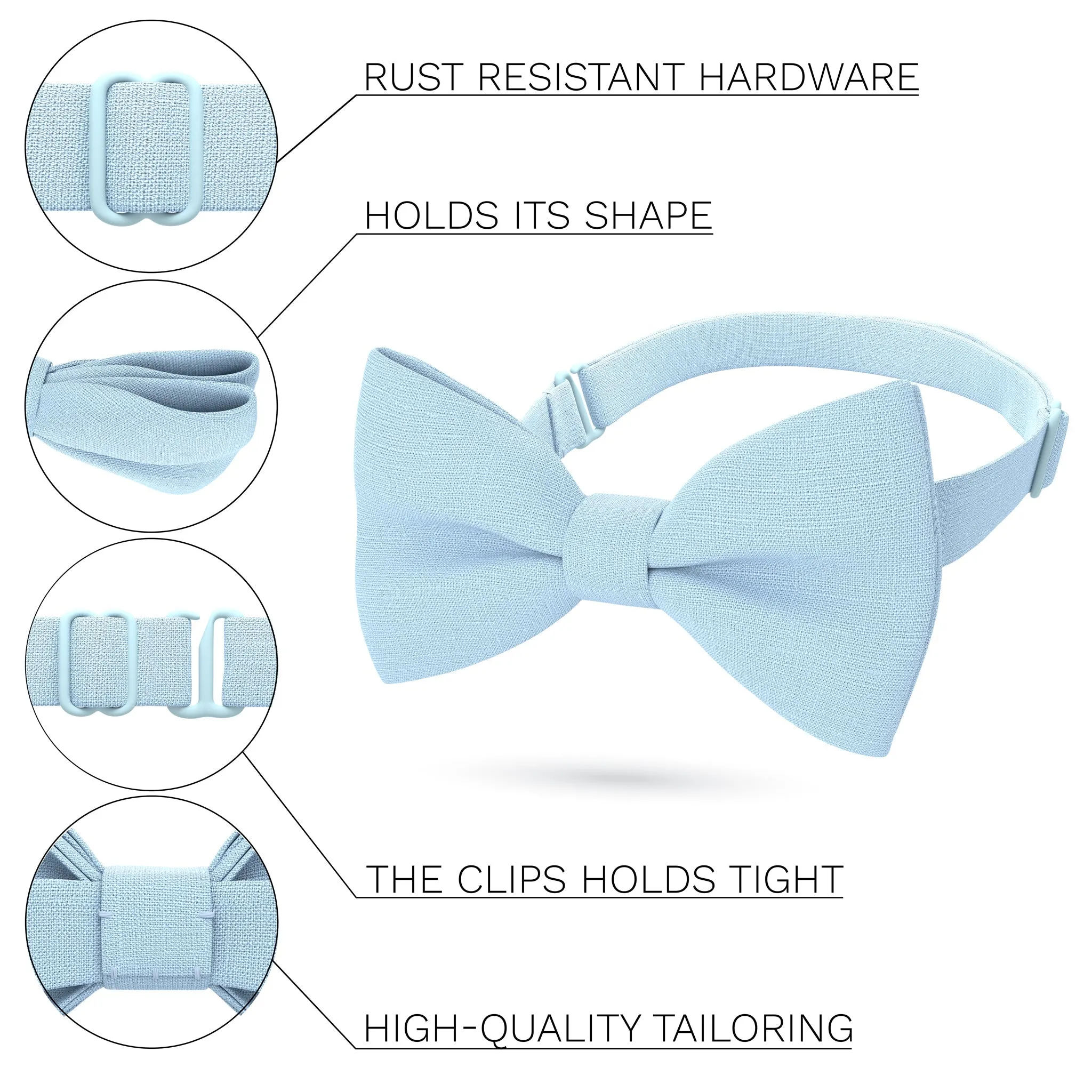Linen Pastel Blue Bow Tie