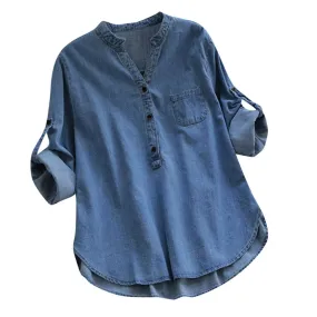Long Sleeve Women's Casual Denim Shirt
