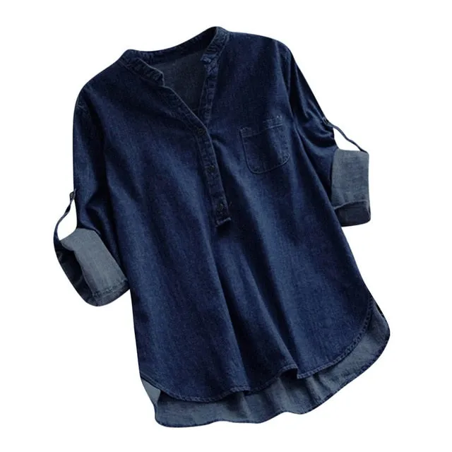 Long Sleeve Women's Casual Denim Shirt