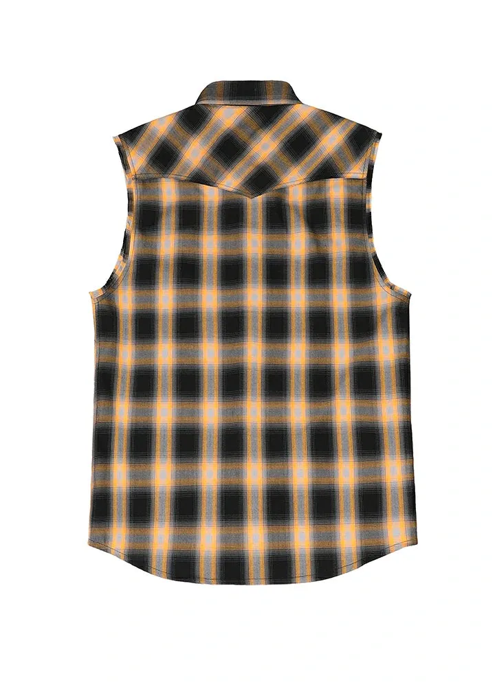 Men's Western Outdoor Plaid Vest, Pearl Snap