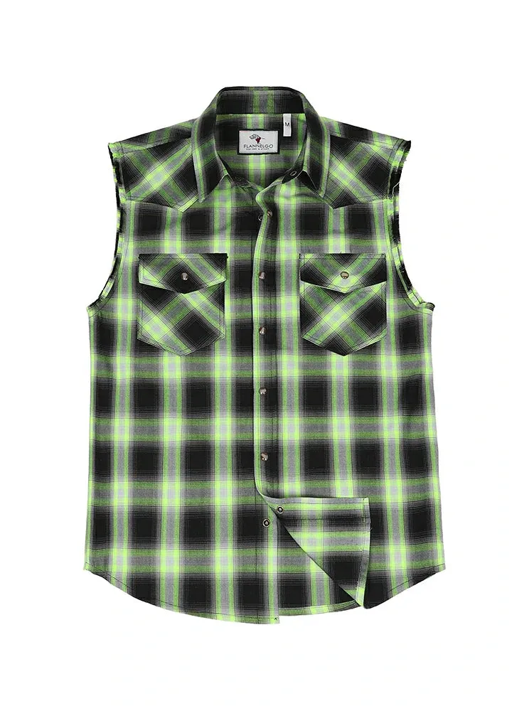 Men's Western Outdoor Plaid Vest, Pearl Snap