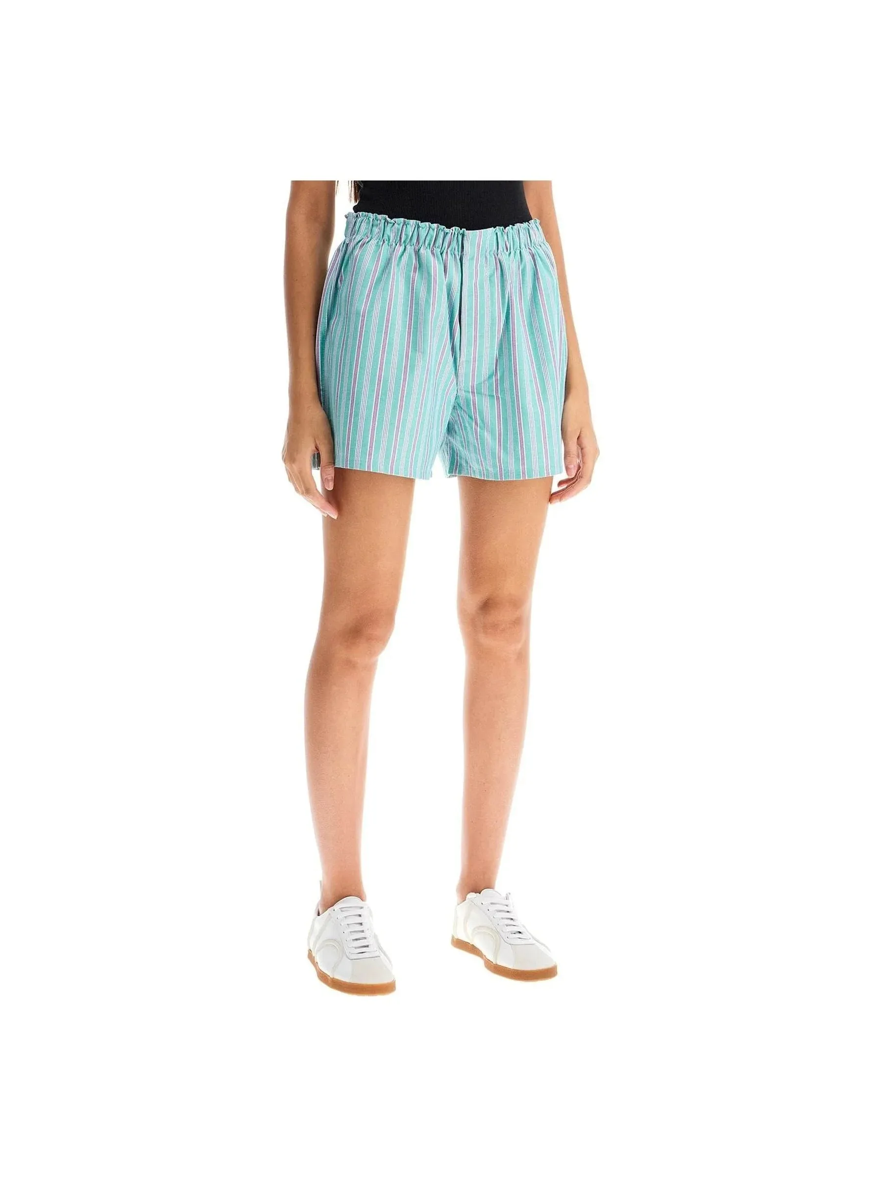 Oxford Striped Cotton Shorts