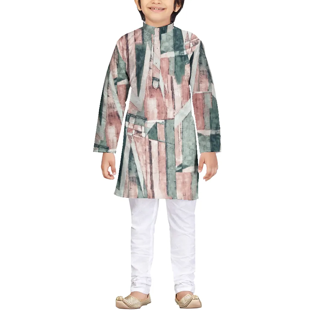 Pink & Grey Abstract Printed Georgette Fabric (Wholesale)