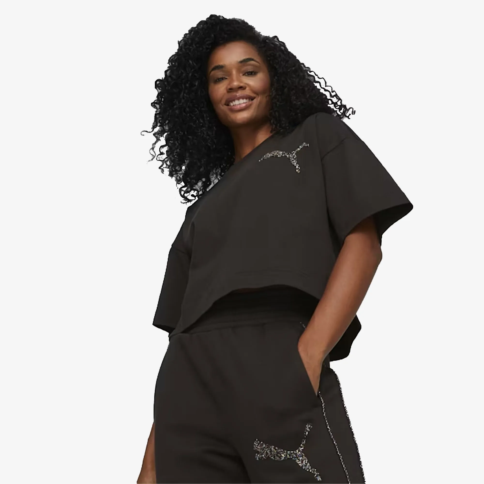 Puma | WMN'S SWAROVSKI CRYSTALS TEE  { BLACK