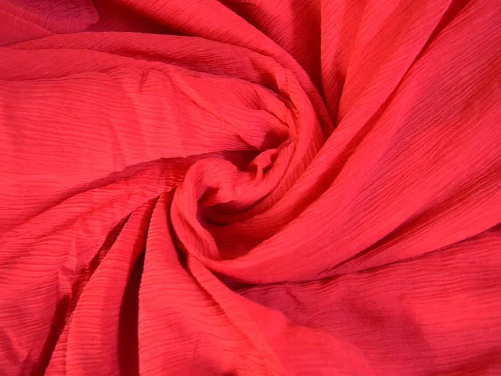 Royal Red Pleated Viscose Georgette Fabric