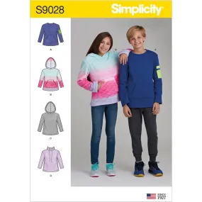 Simplicity Sewing Pattern S9028 Girls' & Boys' Knot Tops with Hoodie
