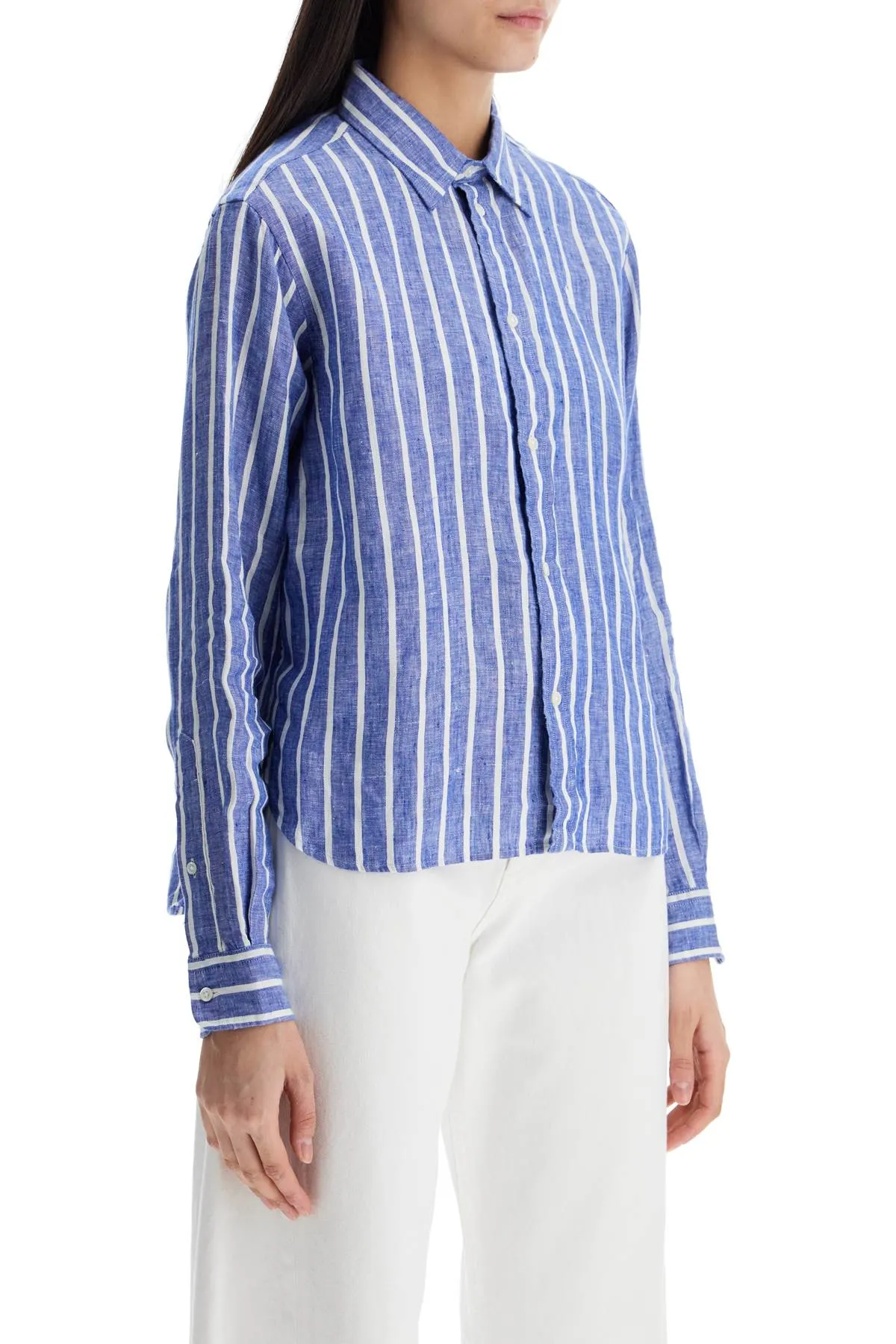 Striped Linen Long-Sleeve Shirt