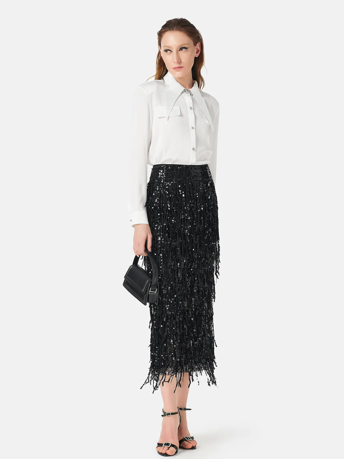 Thousand-folded Pointed Collar Shirt