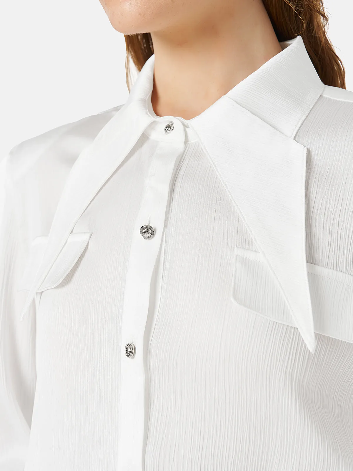 Thousand-folded Pointed Collar Shirt