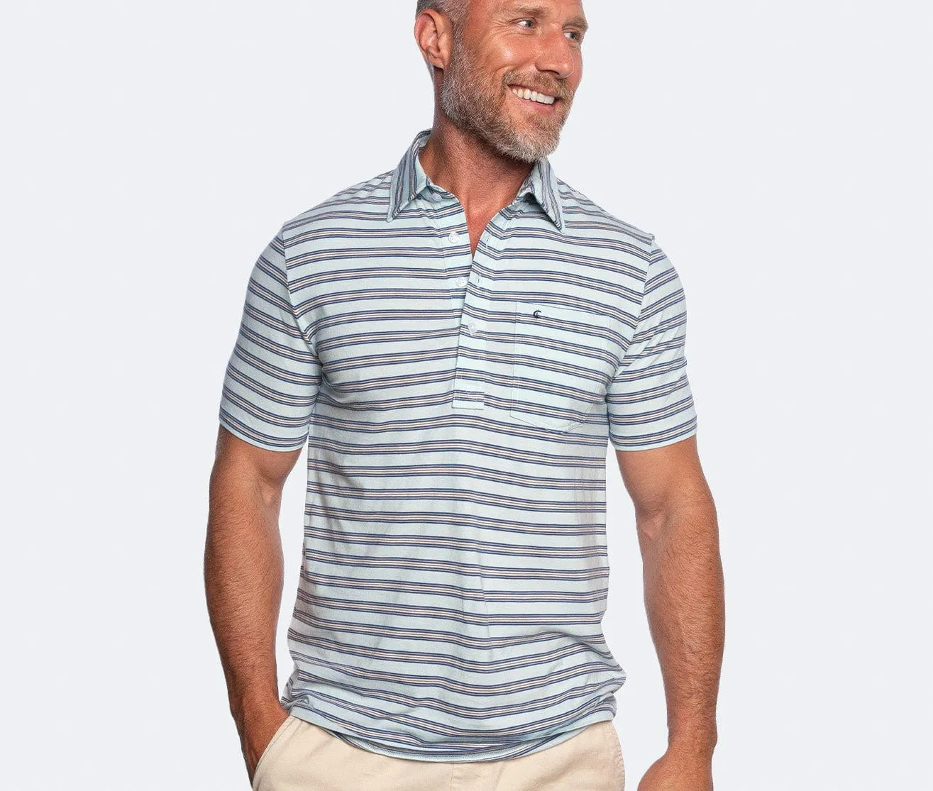 Top-Shelf Players Shirt - Waylon Stripe - Light Blue