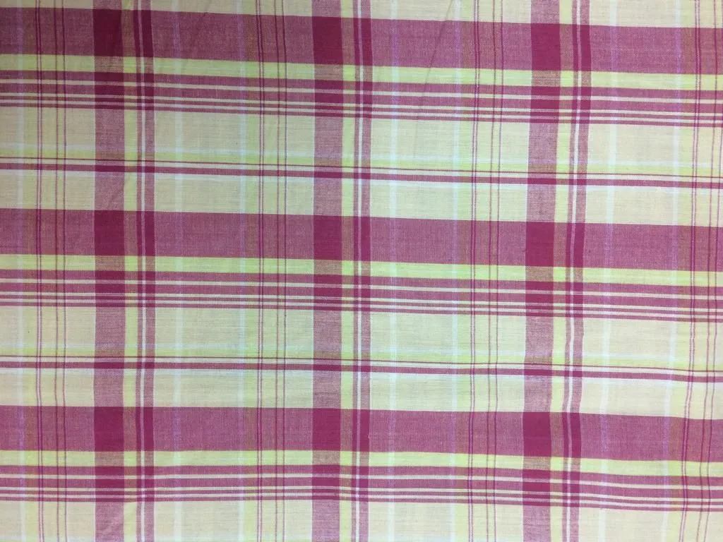 White And Red Check Yarn Dyed Cotton Fabric