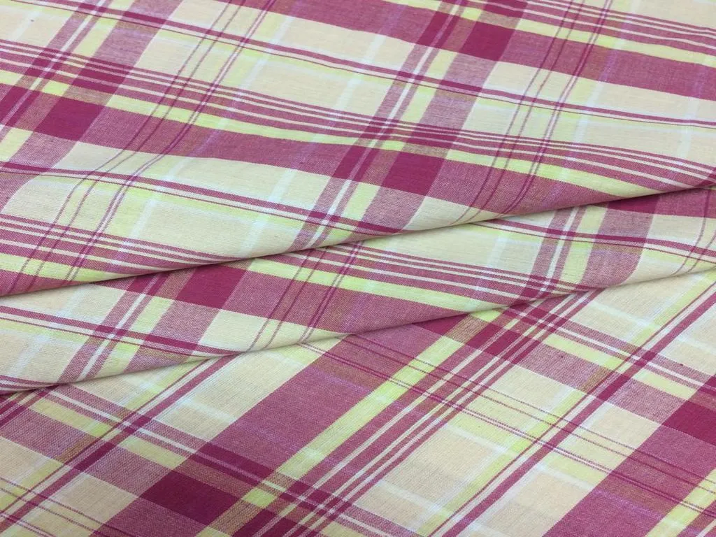 White And Red Check Yarn Dyed Cotton Fabric